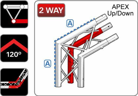 Trilite 2TRJ2120, 2 way Triangular Apex Up/Down Truss Junction, 120 deg, 200 Series