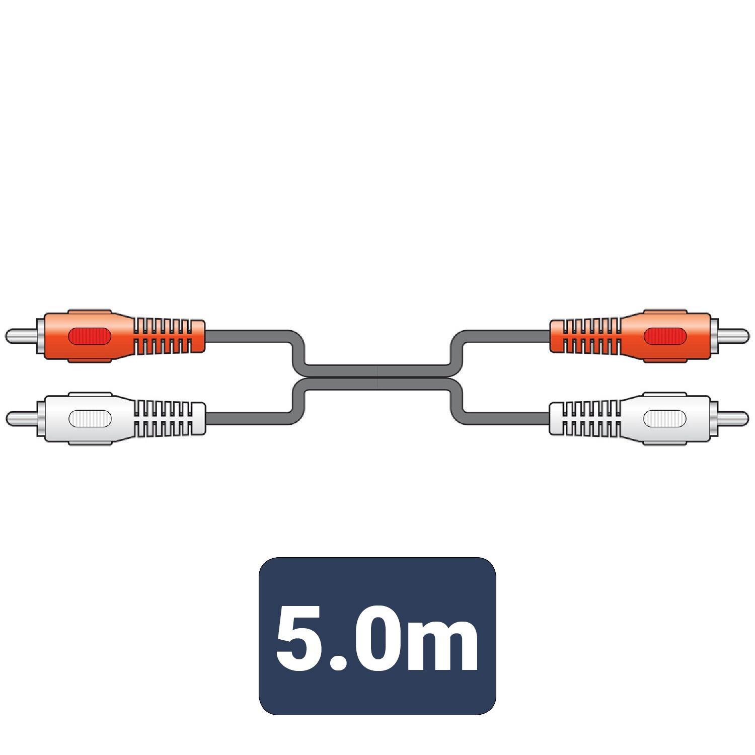 AV:Link 2 x RCA plugs to 2 x RCA plugs lead - 5m - 112.052UK