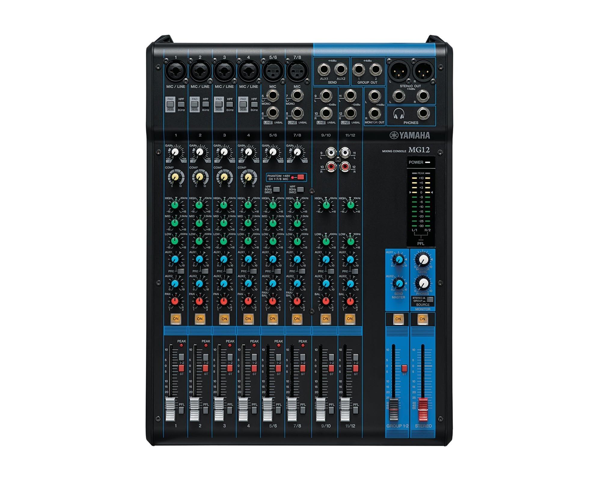 Yamaha MG12, 12 Channel Mixing Console 6 Mic / 12 Line with Faders
