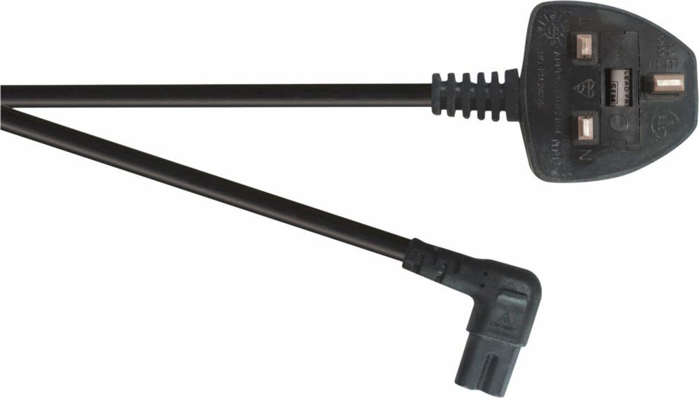 Eagle Right Angled Figure of 8 Mains Lead to 3 Pin UK Plug 3A, 3m, A145FA
