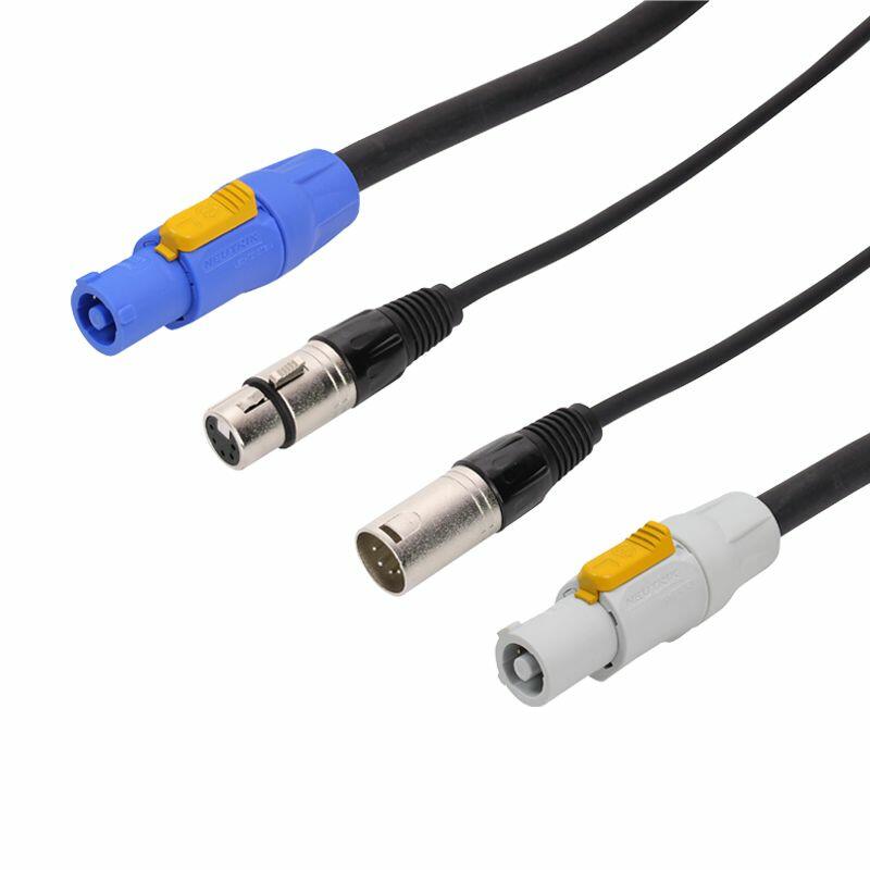 LEDJ Combi PowerCON and XLR 5-Pin Male - Female DMX Lead, 1.5m