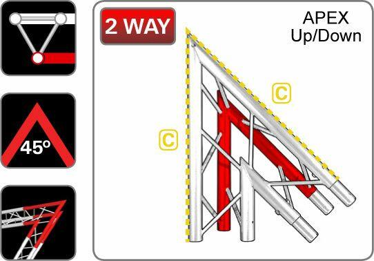 Trilite 2TRJ245, 200Series 45deg 2way Triangular Truss Apex Up/Down Junction