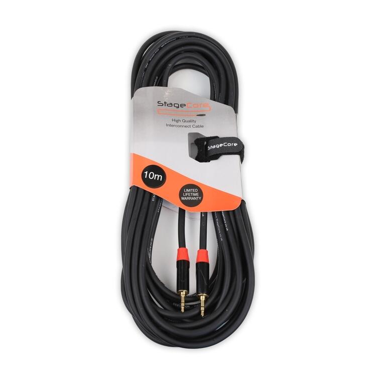 StageCore 3.5mm Stereo Mini Jack Plug - 3.5mm Stereo Mini Jack Plug, Professional Audio Signal Cable BLACK - (90608)