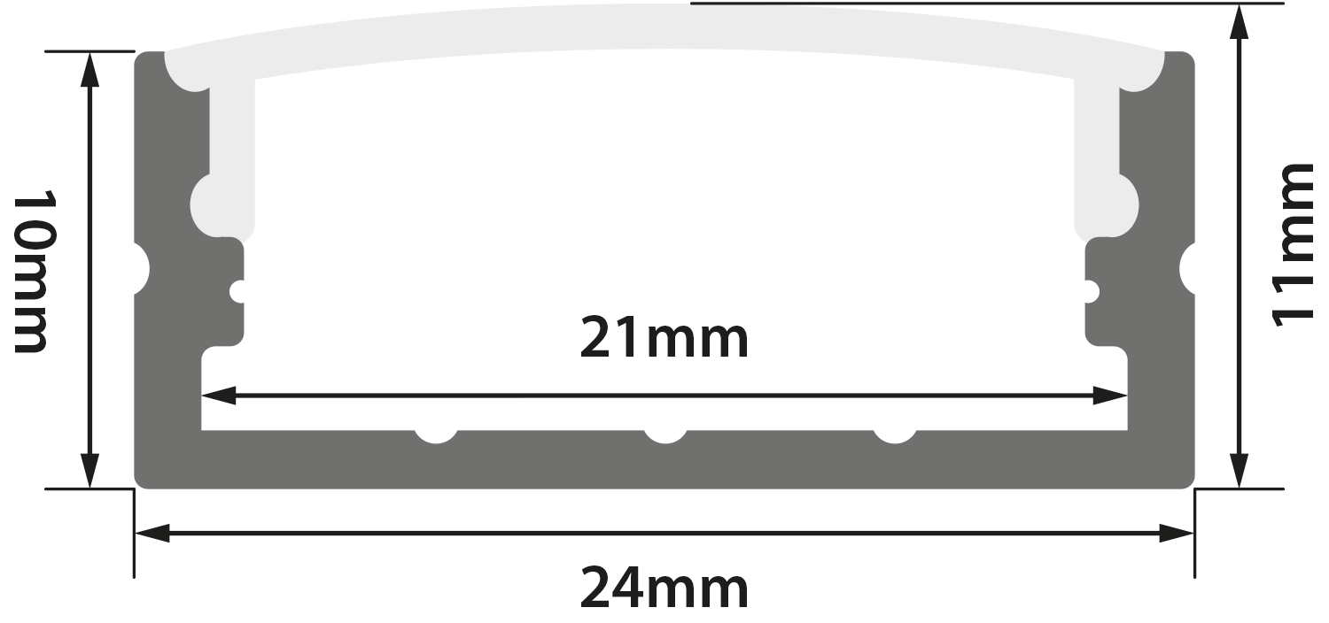 LYYT Aluminium LED Tape Profile Wide Crown 1m Clear 156.909UK