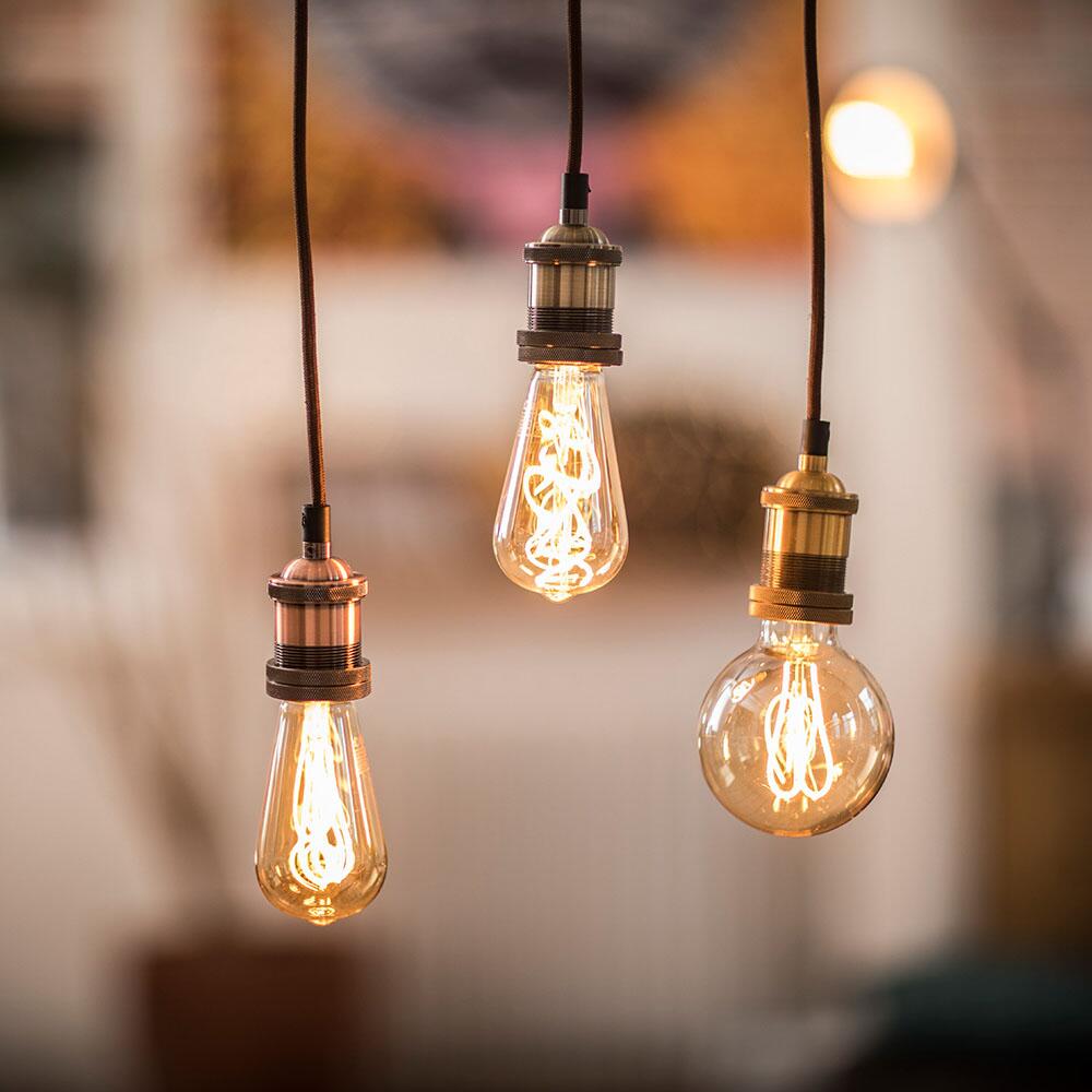 LYYT E27 Pendant Cord Set Antique Gold 429.502UK