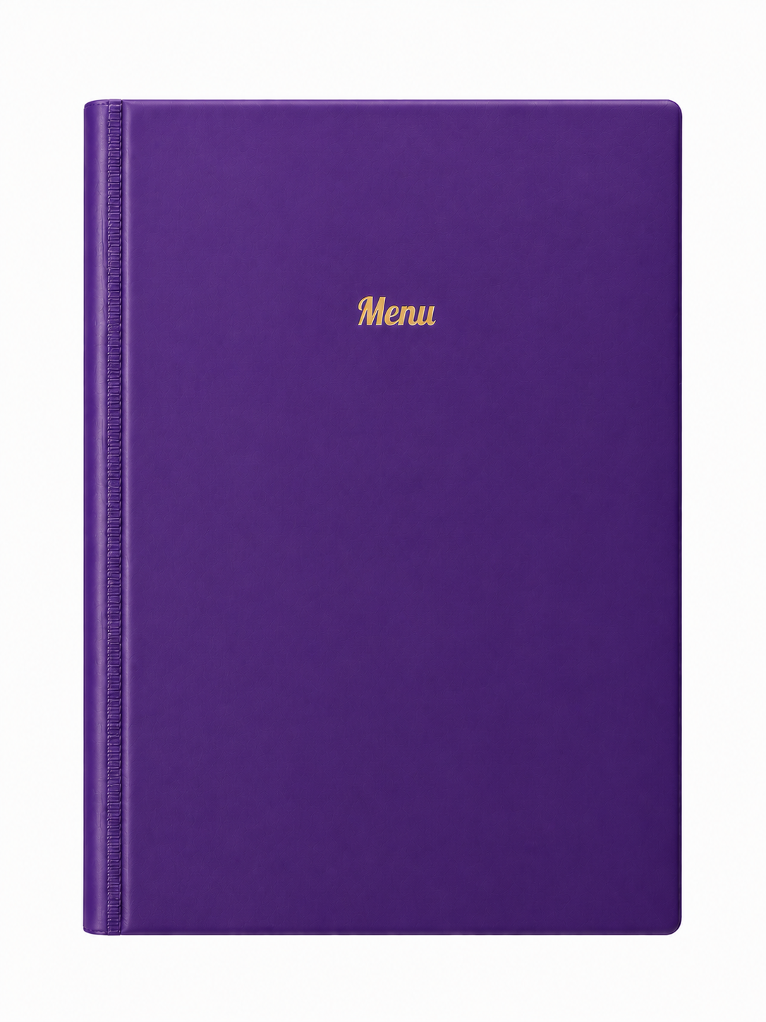 A4 Hard Cover Printed Menu Holder - Purple with Gold Print