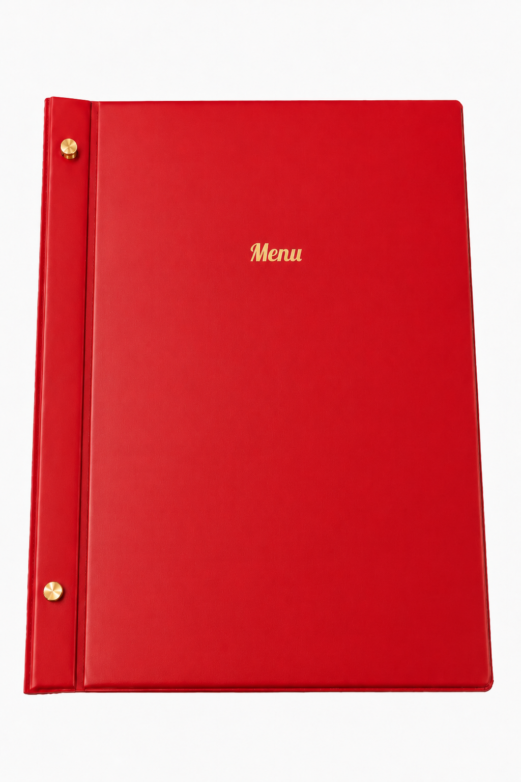 A4 Expandable Hard Cover Printed Menu Holder - Red Gold Print