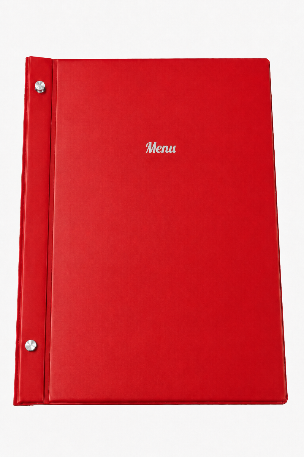 A4 Expandable Hard Cover Printed Menu Holder - Red Silver Print