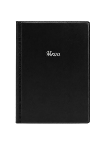 A5 Menu Holder - Black - Silver Print