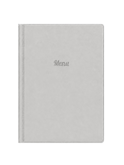 A5 Menu Holder - Light Grey - Silver Print