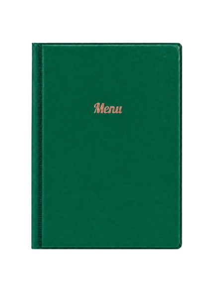 A5 Menu Holder - Mid Green - Rose Gold Print
