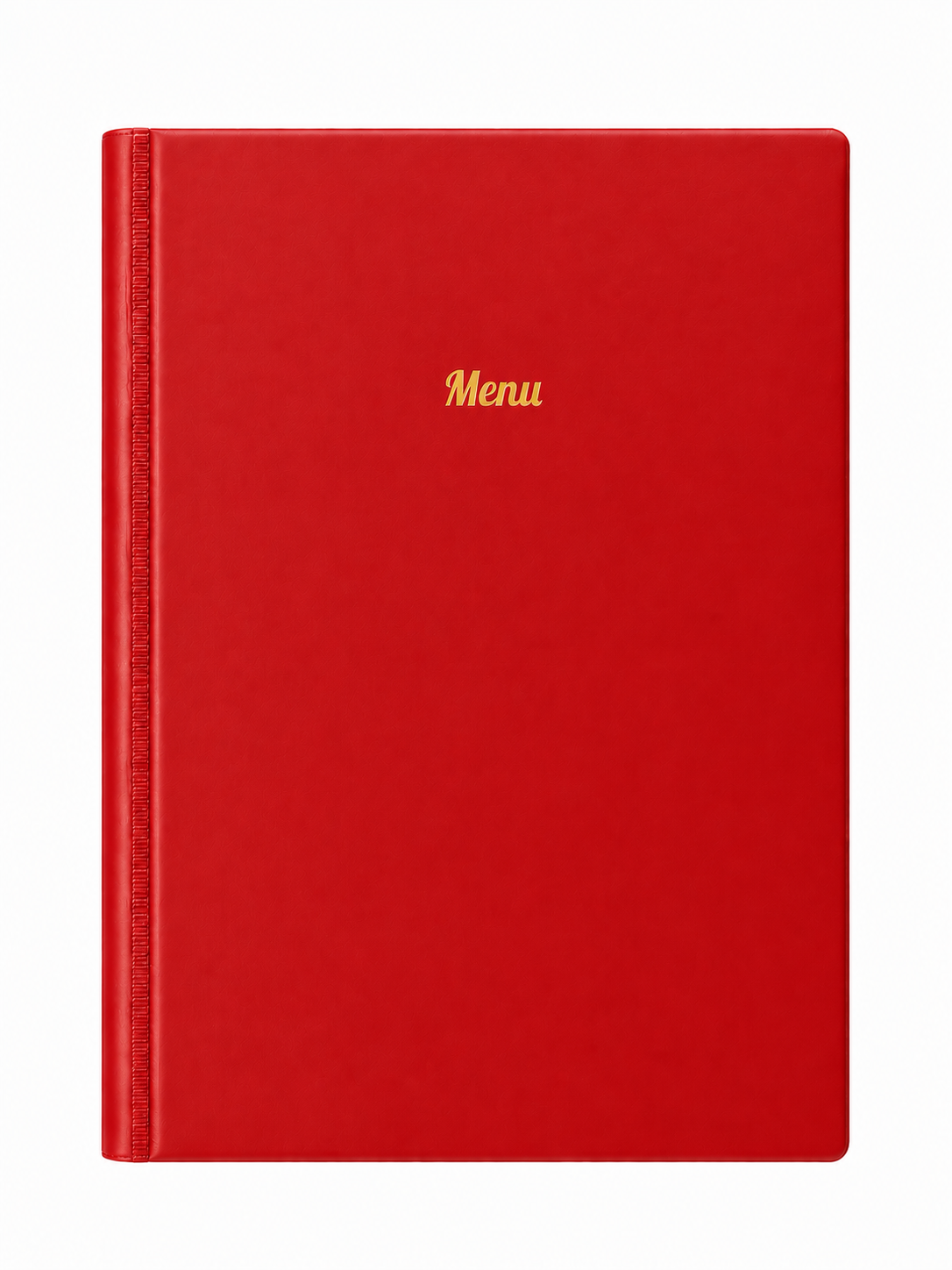 A4 Hard Cover Printed Menu Holder - Red with Gold Print