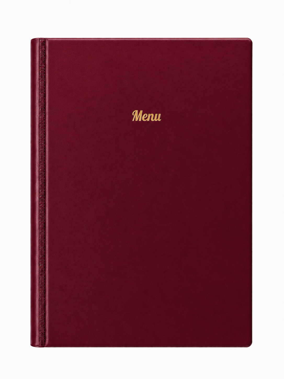 A4 Hard Cover Printed Menu Holder - Burgundy with Gold Print