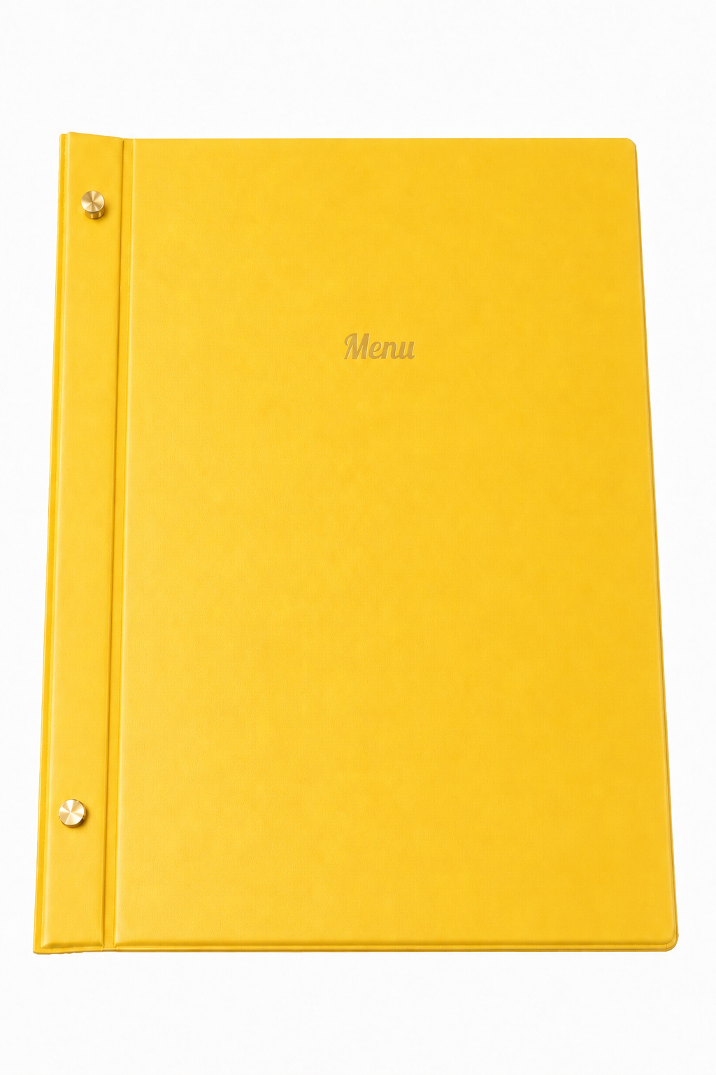 A4 Expandable Hard Cover Printed Menu Holder - Yellow Gold Print