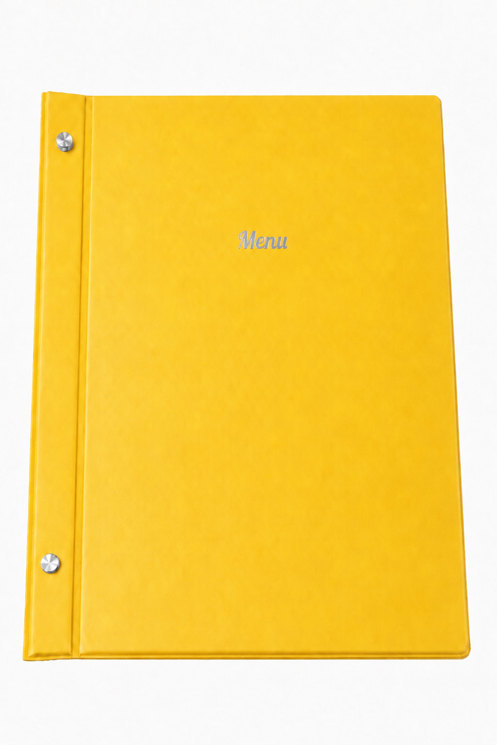 A4 Expandable Hard Cover Printed Menu Holder - Yellow Silver Print