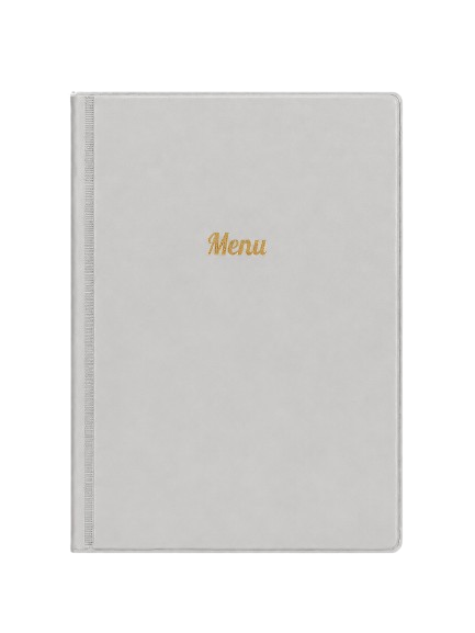 A5 Menu Holder - Light Grey - Gold Print