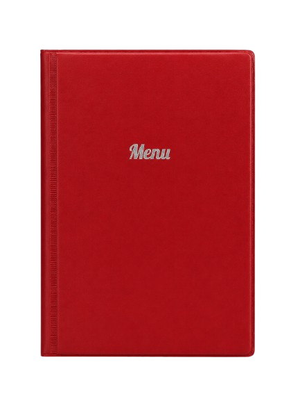 A5 Menu Holder - Red - Silver Print
