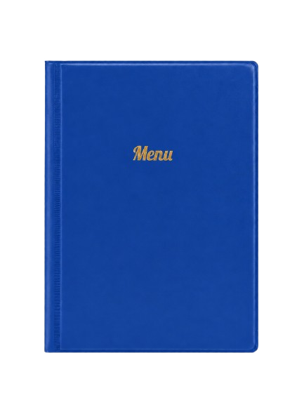A5 Menu Holder - Blue - Gold Print