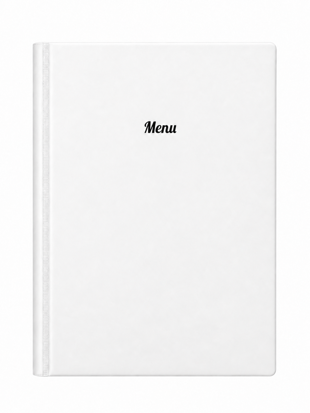 A4 Hard Cover Printed Menu Holder - White with Black Print