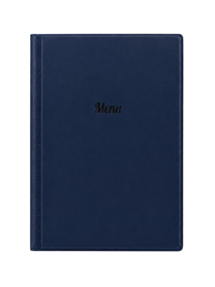A5 Menu Holder - Dark Blue - Black Print