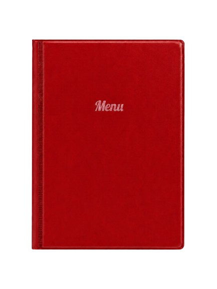 A5 Menu Holder - Red - Rose Gold Print