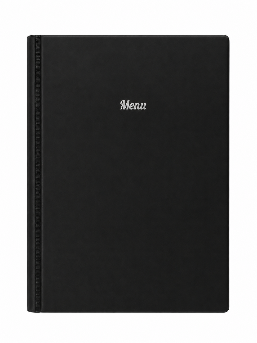 A4 Hard Cover Printed Menu Holder - Black with Silver Print