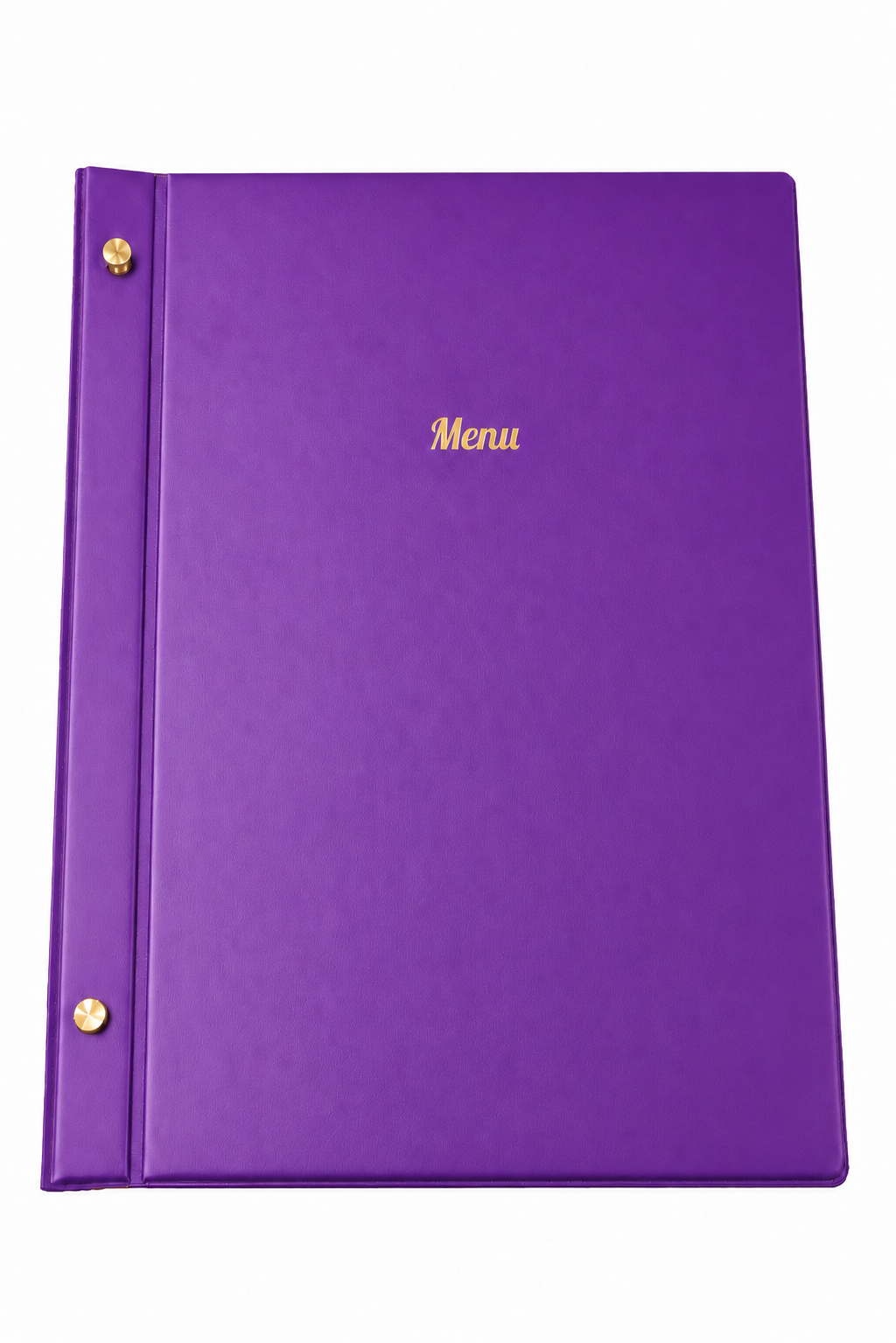 A4 Expandable Hard Cover Printed Menu Holder - Purple Gold Print