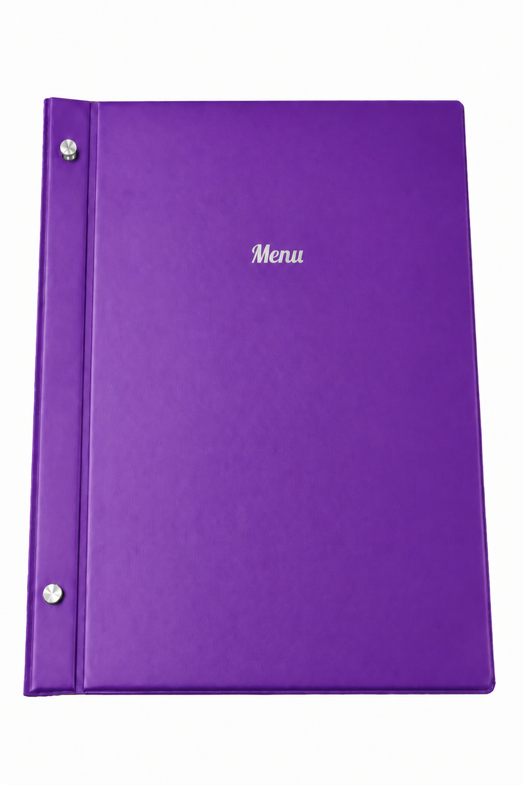 A4 Expandable Hard Cover Printed Menu Holder - Purple Silver Print