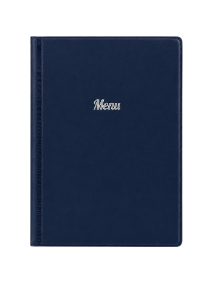 A5 Menu Holder - Dark Blue - Silver Print