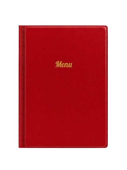 A5 Menu Holder - Red - Gold Print