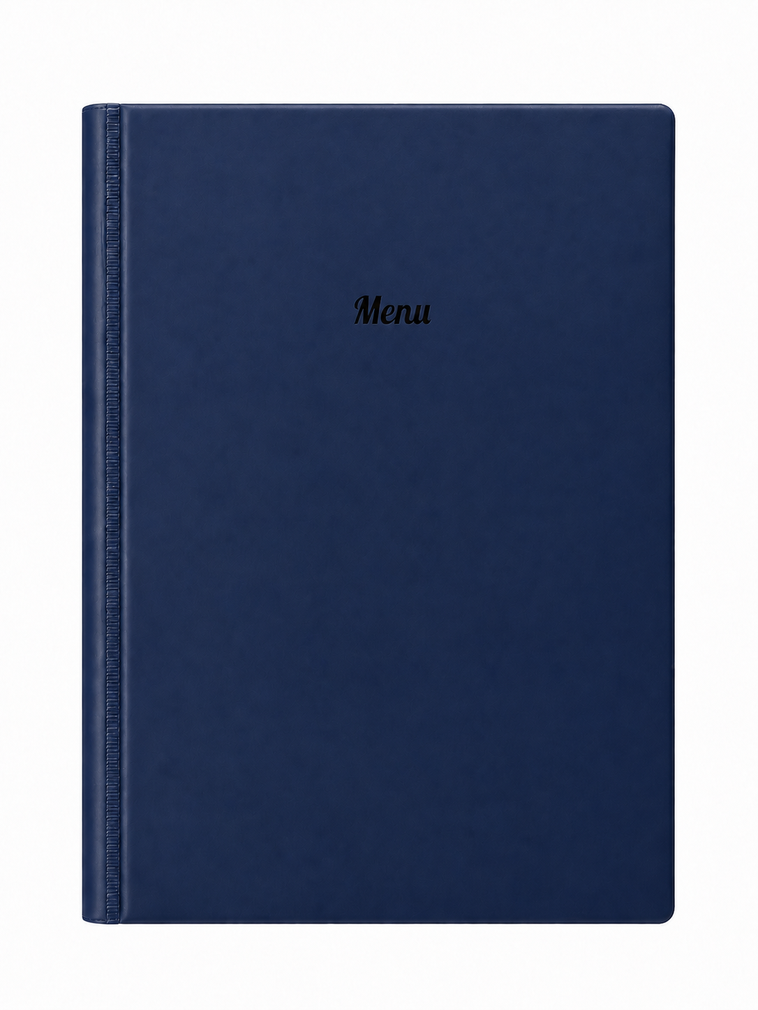 A4 Hard Cover Printed Menu Holder - Dark Blue with Black Print