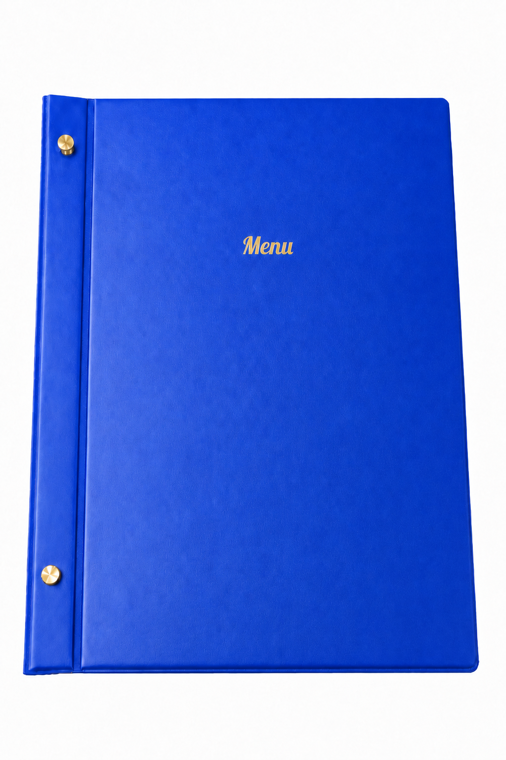 A4 Expandable Hard Cover Printed Menu Holder - Blue Gold Print