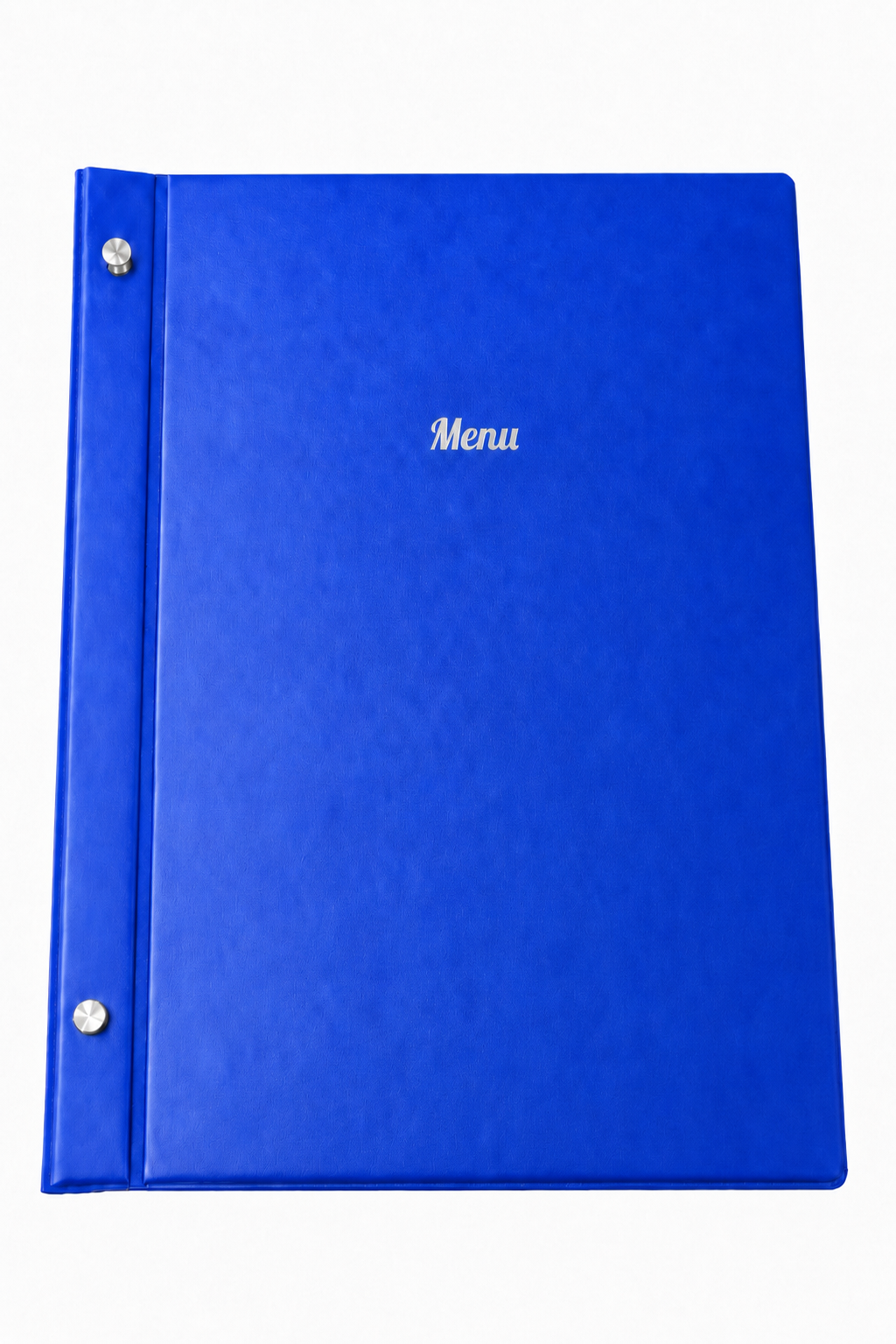 A4 Expandable Hard Cover Printed Menu Holder - Blue Silver Print