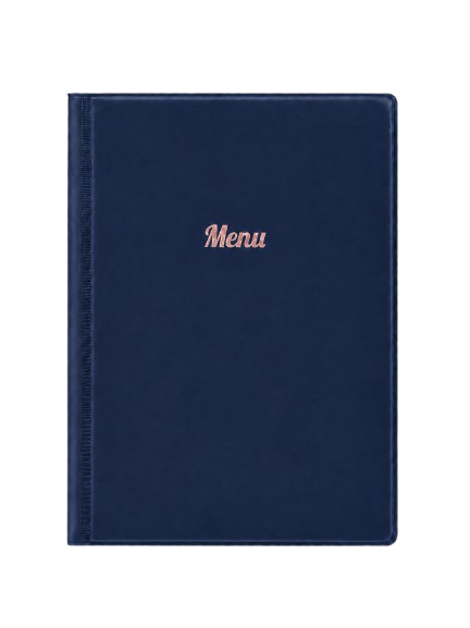 A5 Menu Holder - Dark Blue - Rose Gold Print