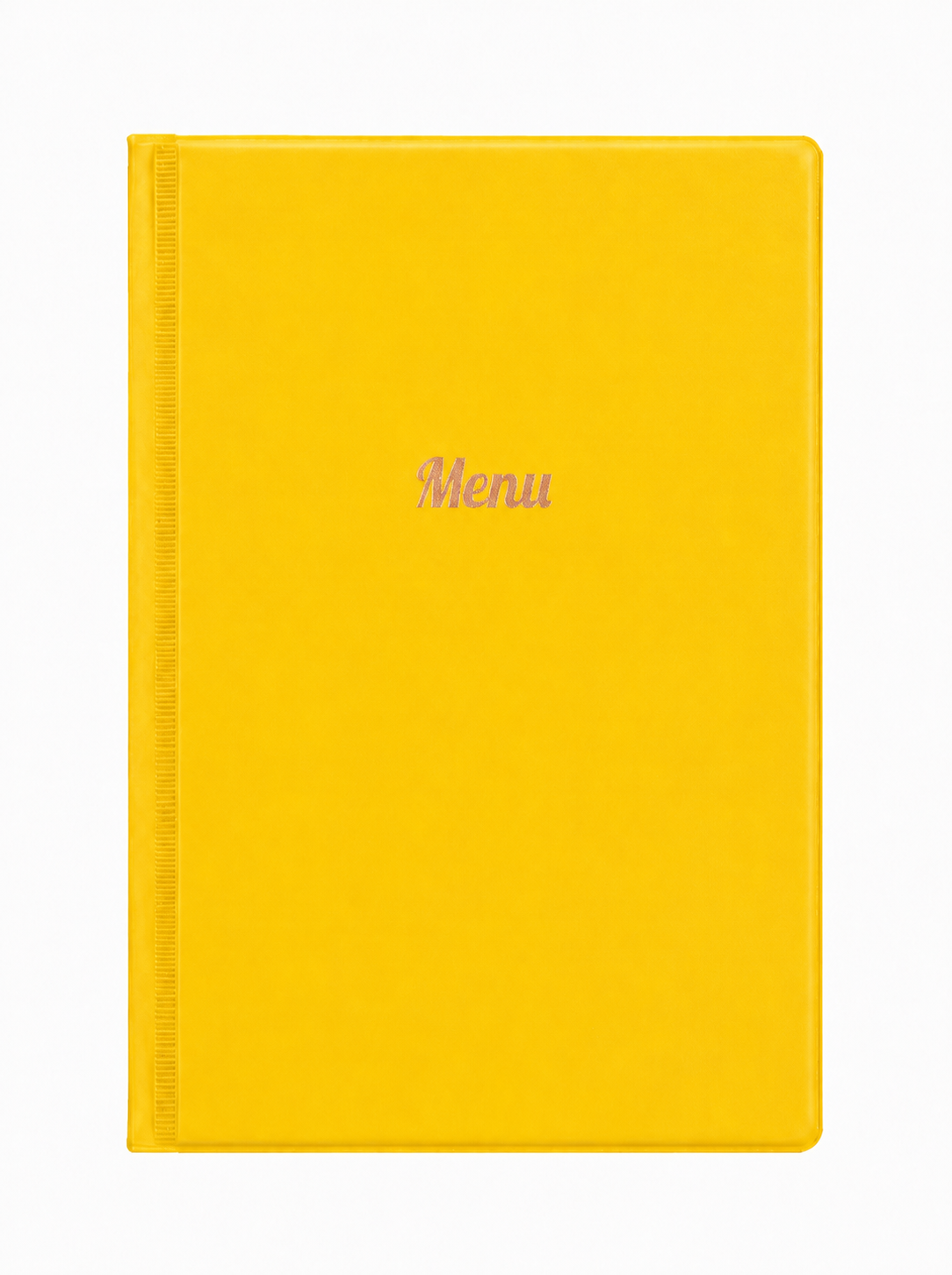 A5 Menu Holder - Yellow - Rose Gold Print