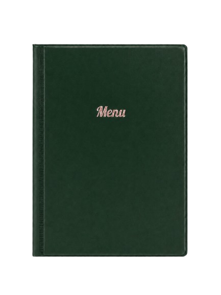 A5 Menu Holder - Dark Green - Rose Gold Print