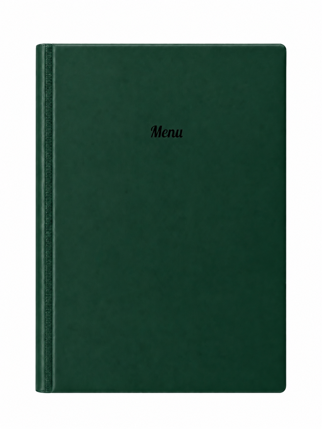 A4 Hard Cover Printed Menu Holder - Dark Green with Black Print
