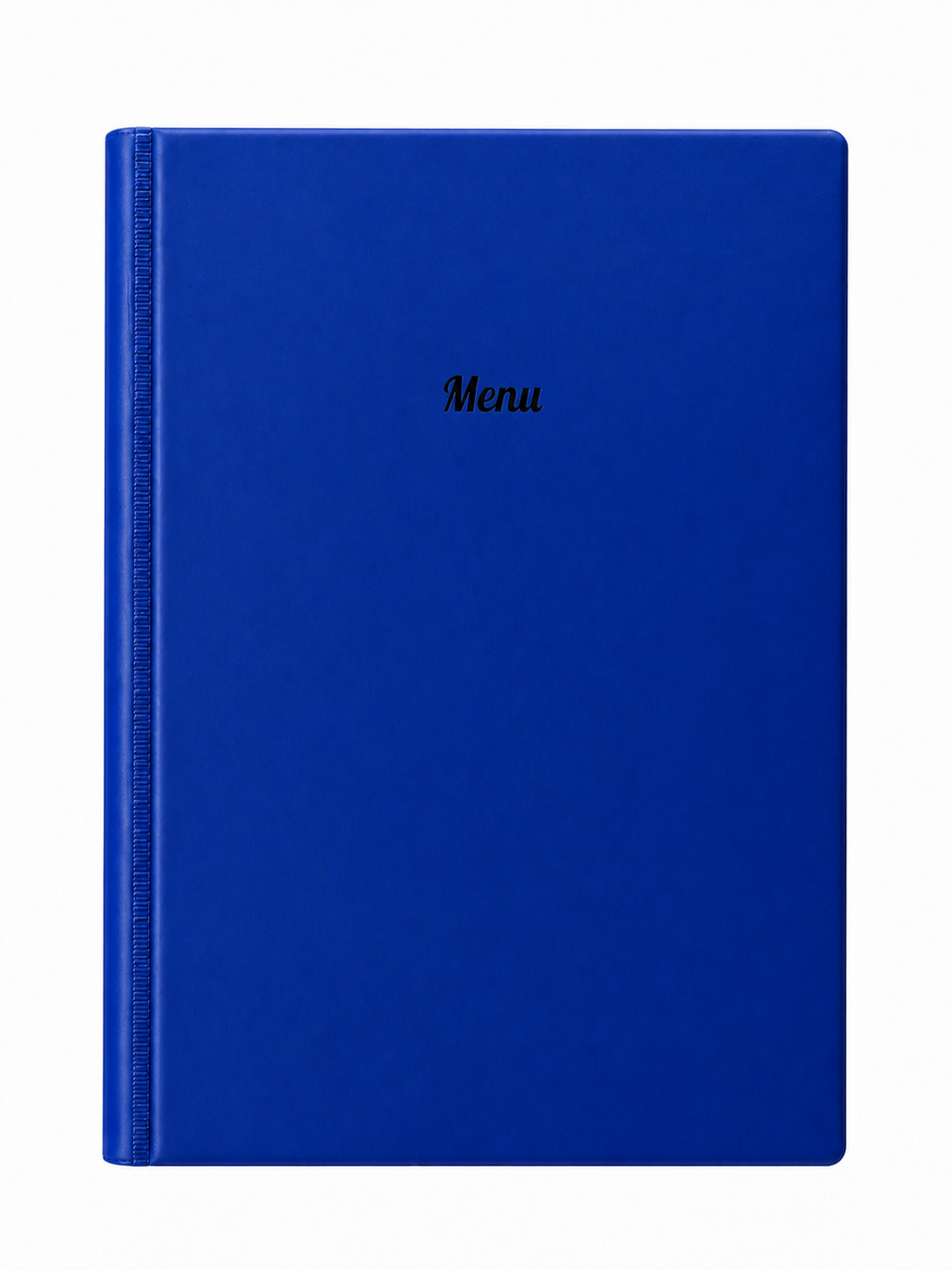 A4 Hard Cover Printed Menu Holder - Blue with Black Print