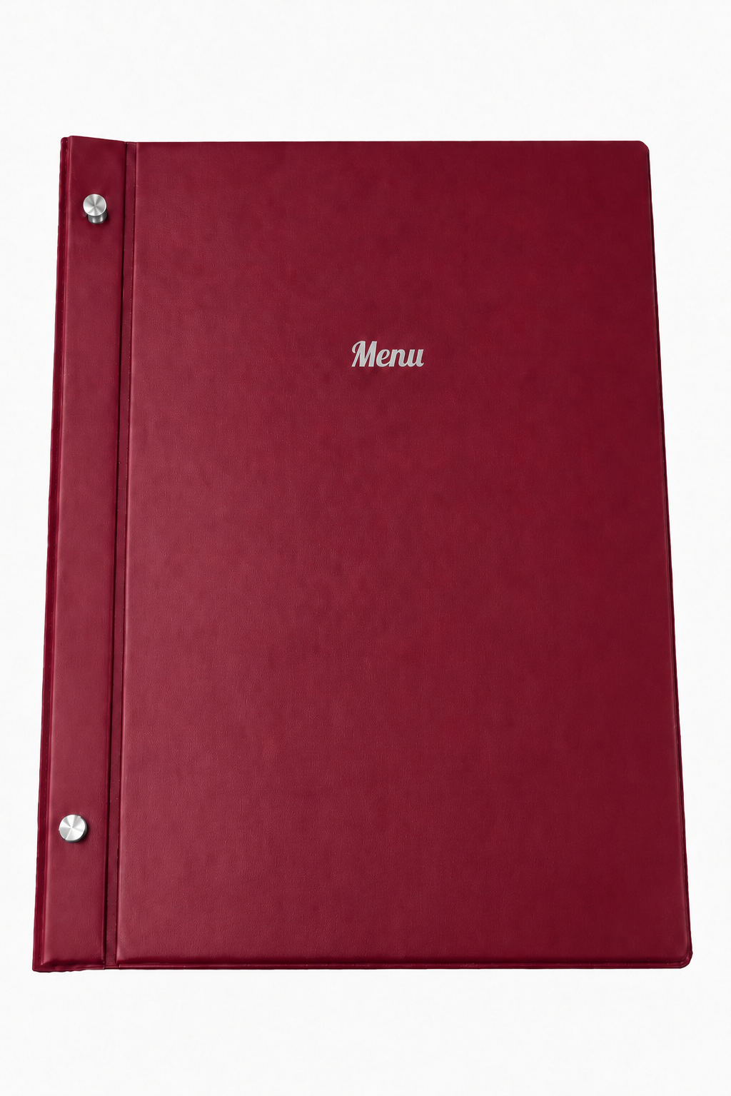 A4 Expandable Hard Cover Printed Menu Holder - Burgundy Silver Print