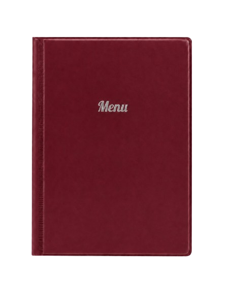 A5 Menu Holder - Burgundy - Silver Print