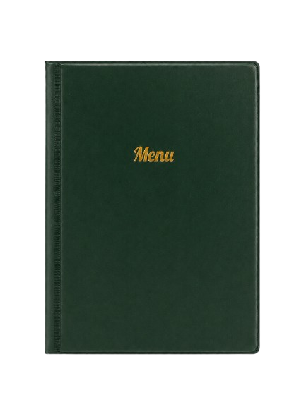 A5 Menu Holder - Dark Green - Gold Print
