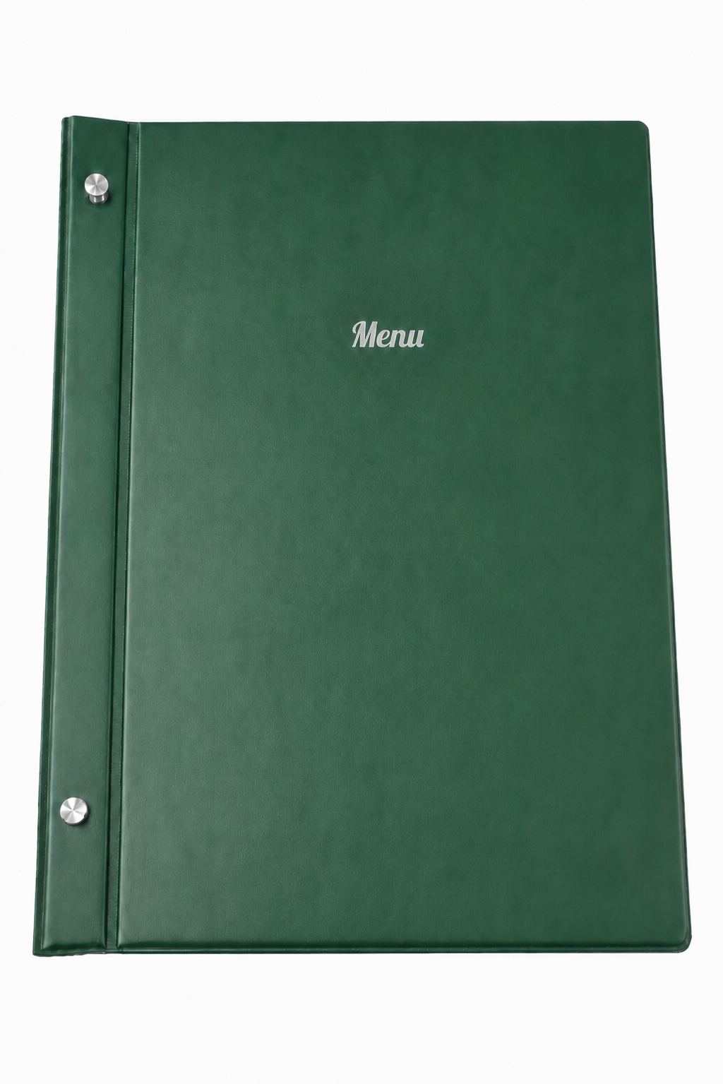 A4 Expandable Hard Cover Printed Menu Holder - Dark Green Silver Print