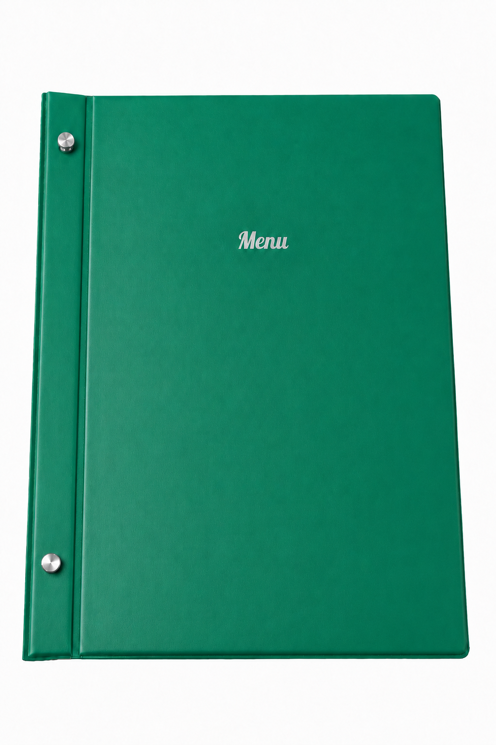 A4 Expandable Hard Cover Printed Menu Holder - Mid Green Silver Print