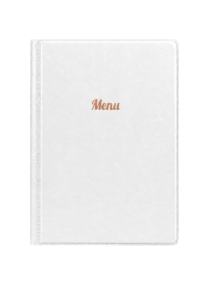 A5 Menu Holder - White - Rose Gold Print