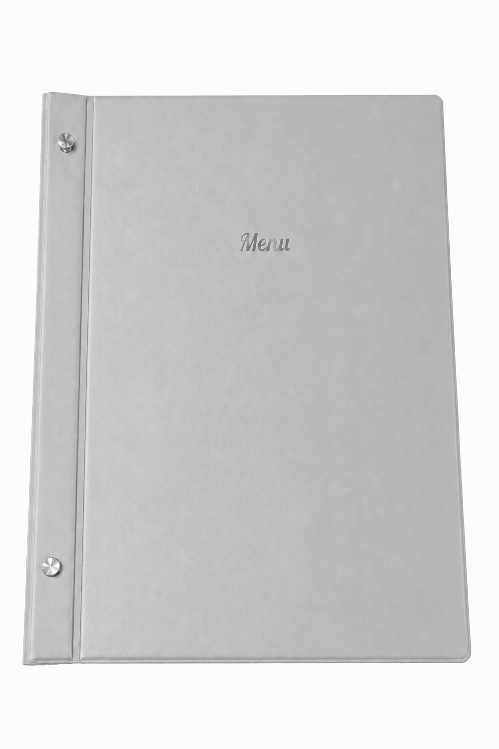 A4 Expandable Hard Cover Printed Menu Holder - Light Grey Silver Print