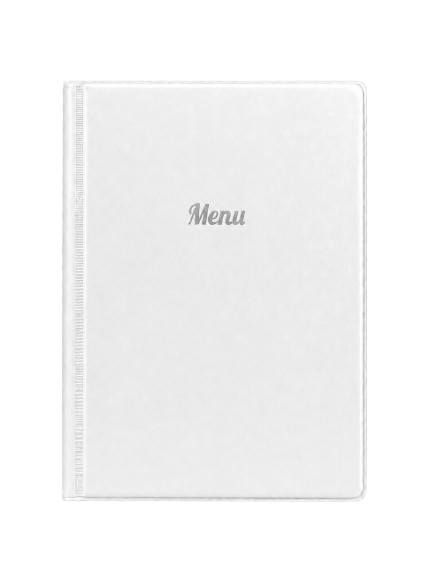 A5 Menu Holder - White - Silver Print