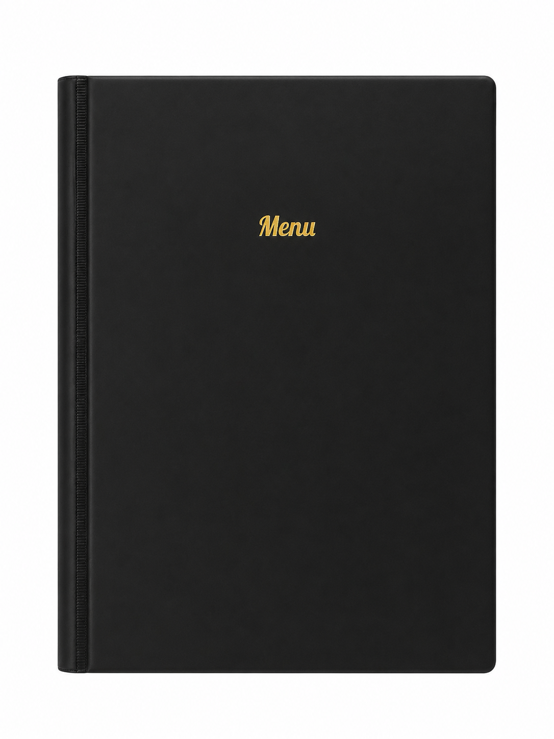A4 Hard Cover Printed Menu Holder - Black with Gold Print