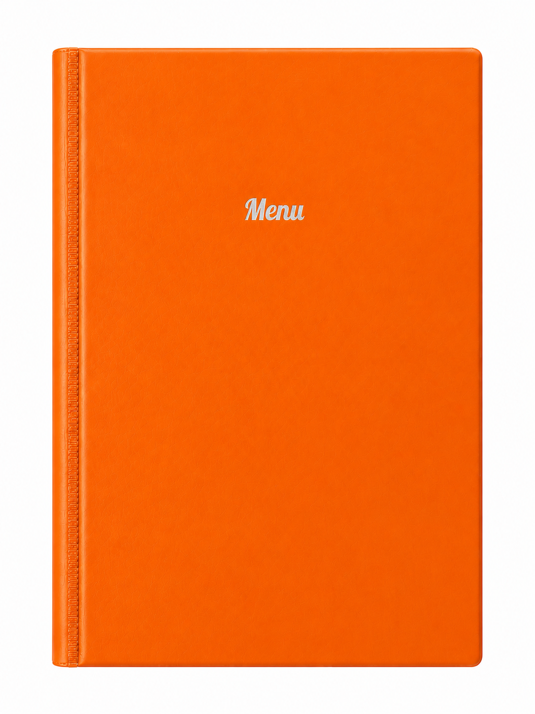 A4 Hard Cover Printed Menu Holder - Orange with Silver Print