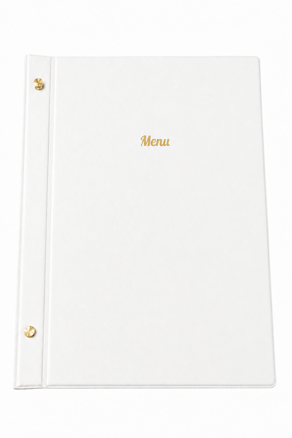 A4 Expandable Hard Cover Printed Menu Holder - White Gold Print