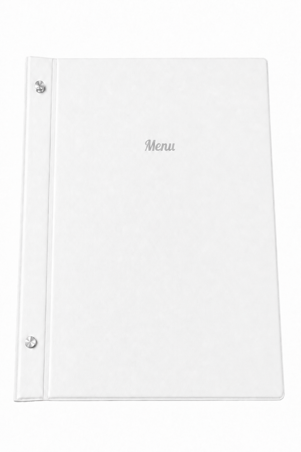 A4 Expandable Hard Cover Printed Menu Holder - White Silver Print